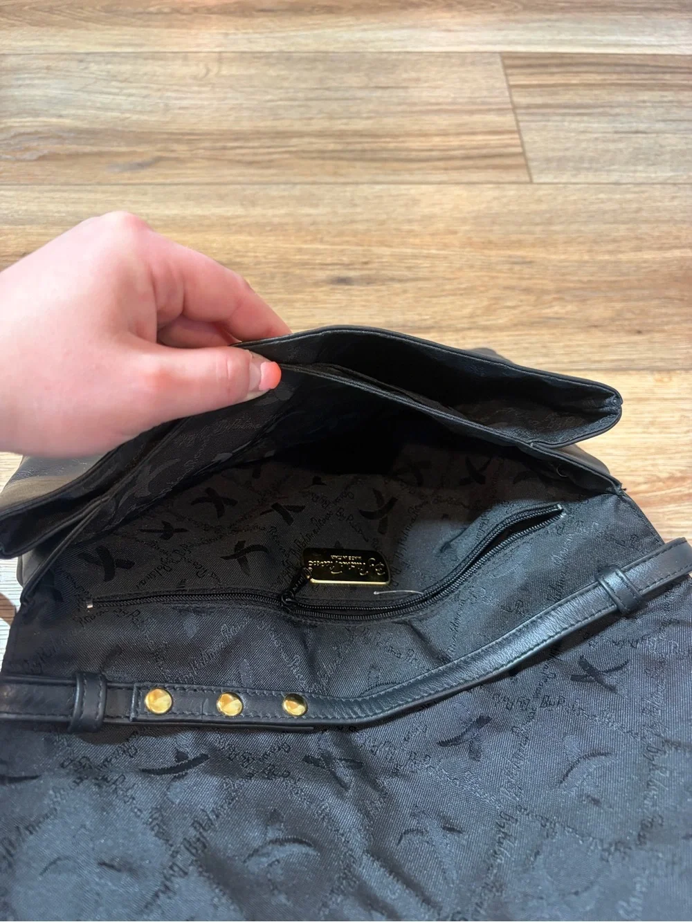 Vintage Paloma Picasso Black Leather Triple Gold 